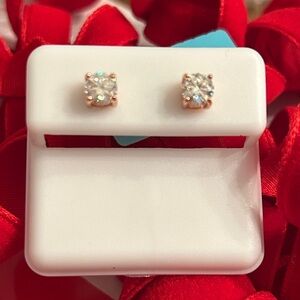 Elegant Rose Gold Moissanite Diamond screwback Stud Earrings
